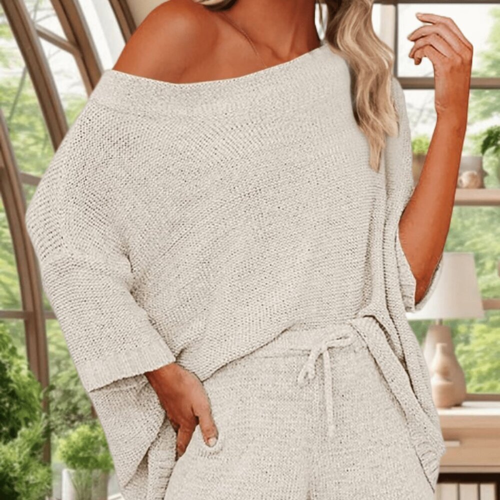 Beige Casual Women's Saodimallsu Sweater Set